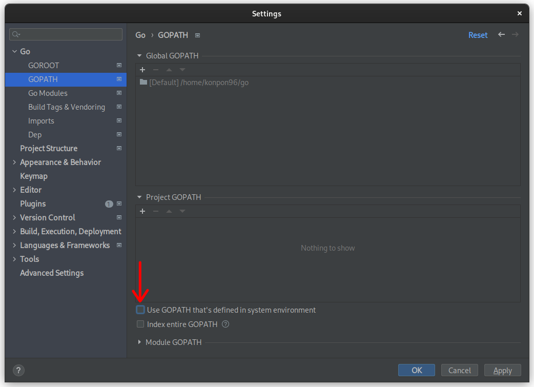 Disabling using system environment's GOPATH