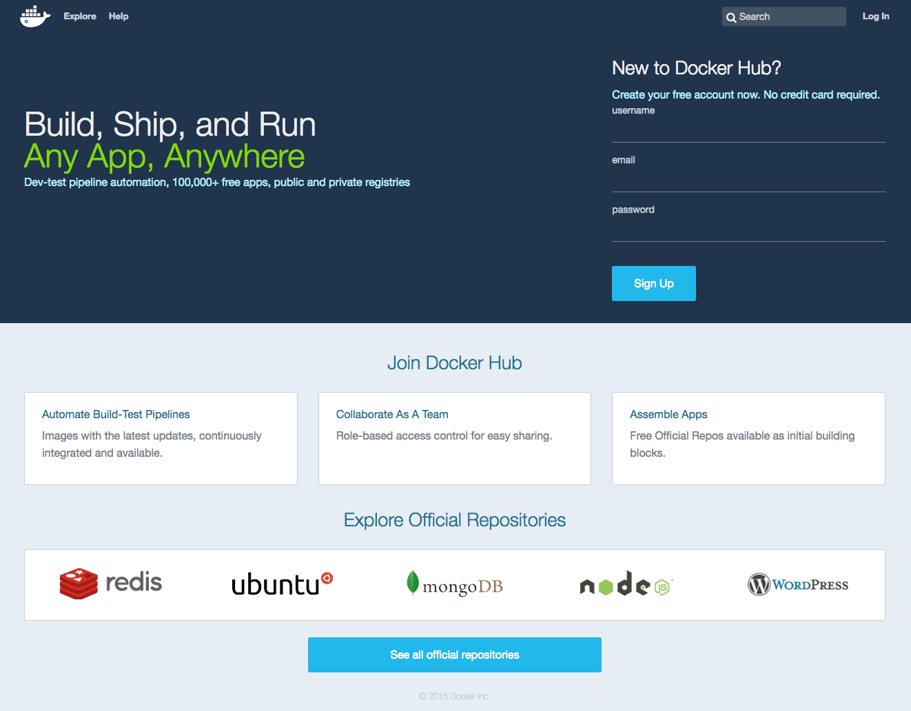 Docker Hub signup