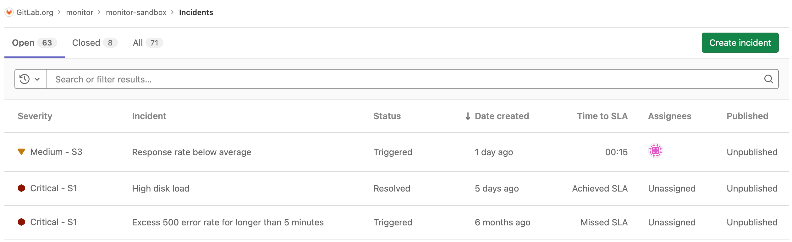 Incident List