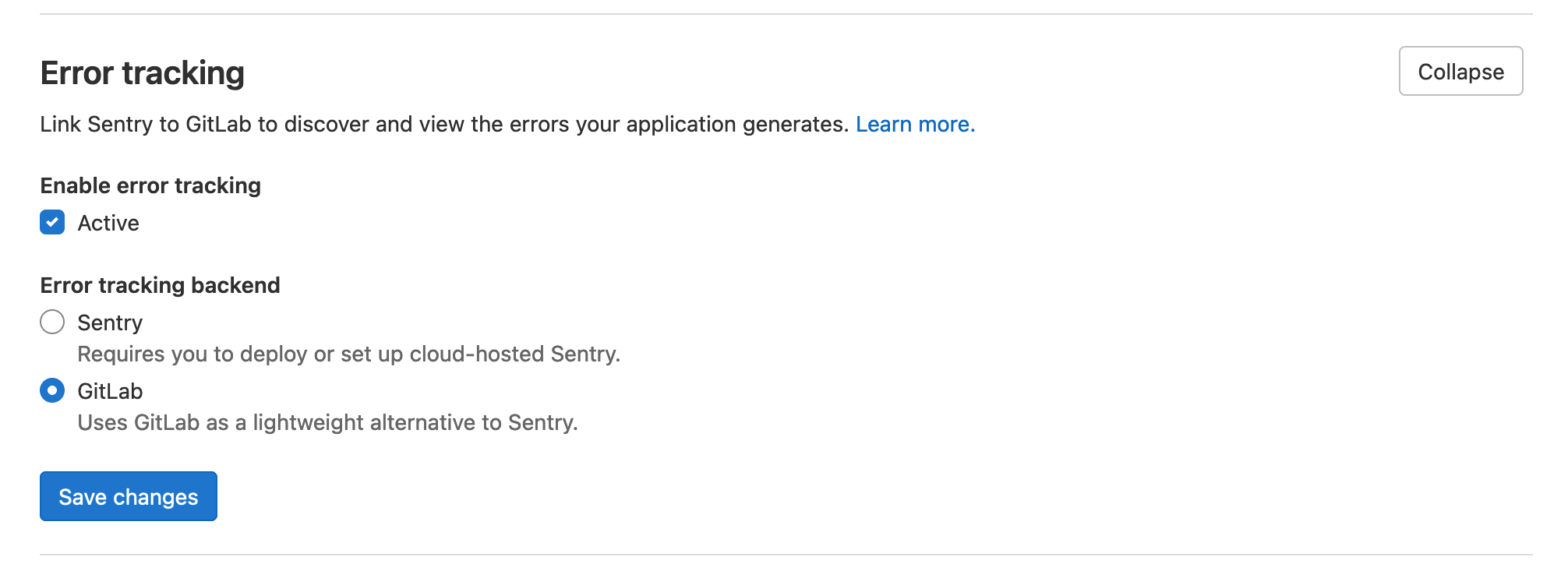 Error Tracking Settings