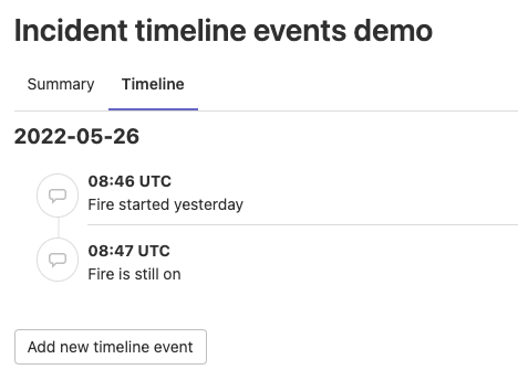 Incident timeline events list