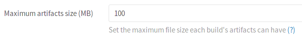 Admin area maximum artifacts size