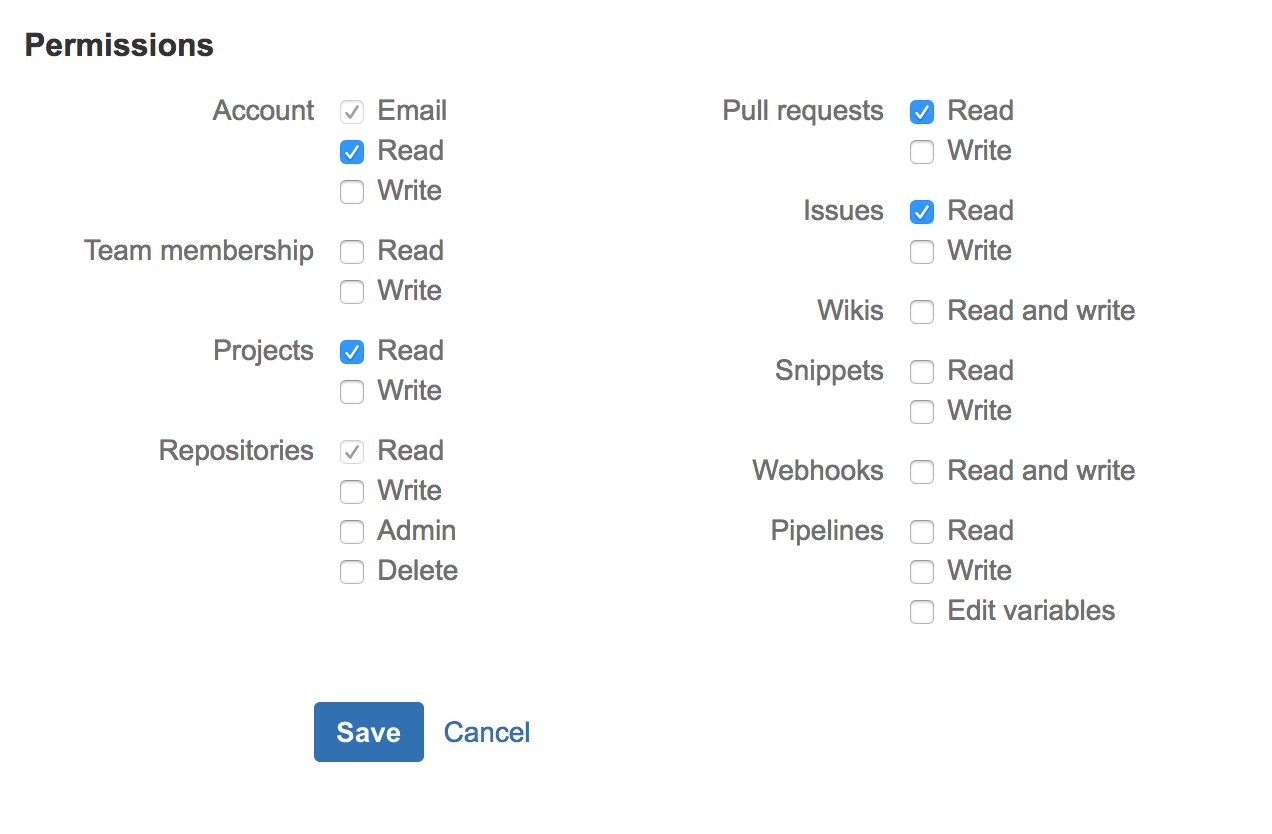 Bitbucket OAuth settings page