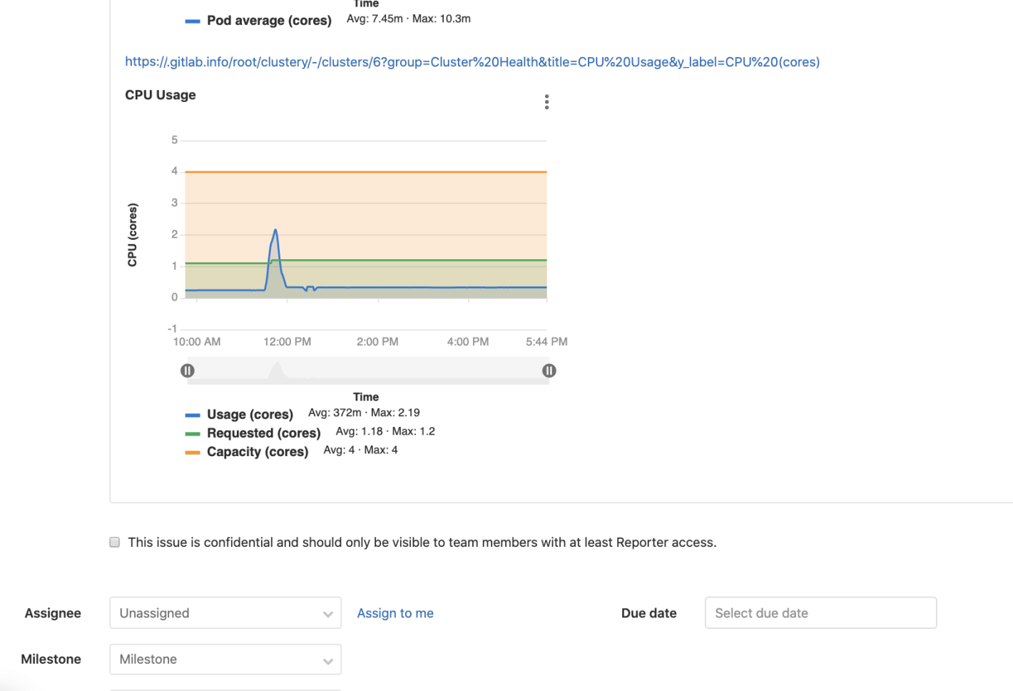 Embedded Cluster Metric in issue descriptions