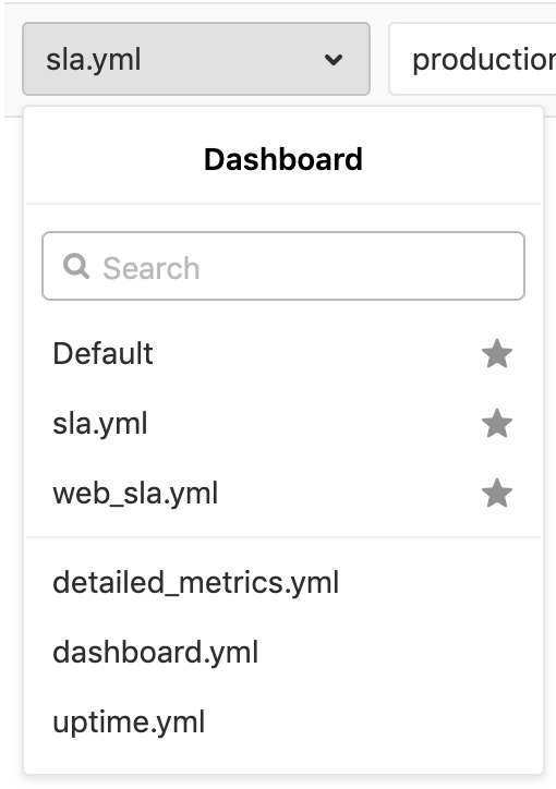 Monitoring Dashboard select