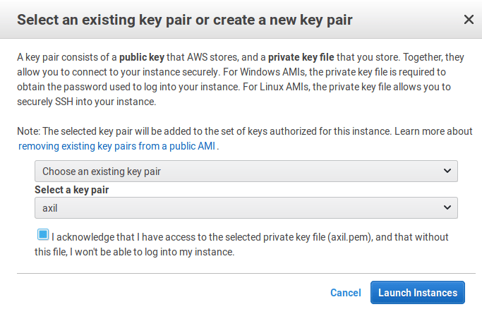 Select SSH key