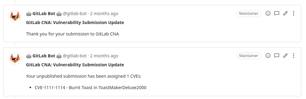 CVE ID request communication