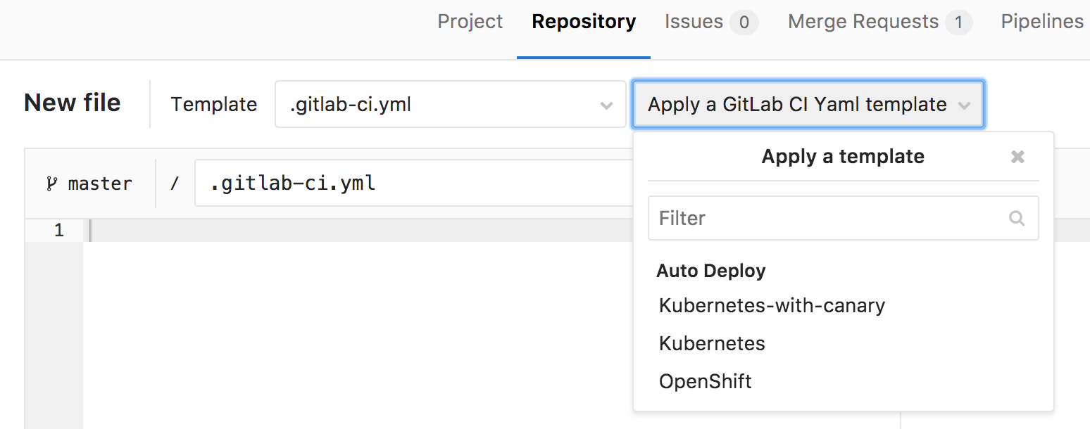 Dropdown with auto deploy templates