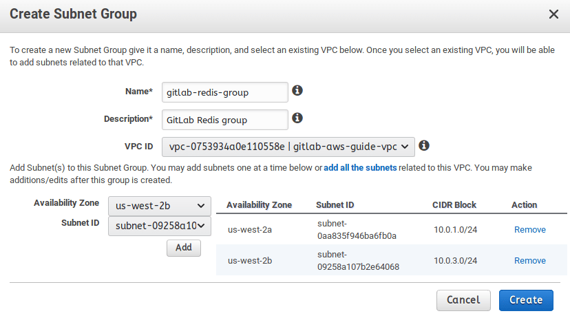 ElastiCache subnet