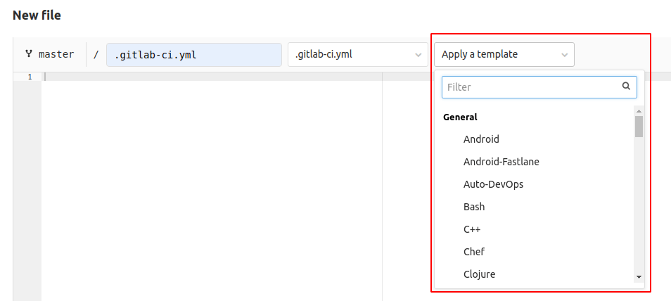 CI/CD template selection