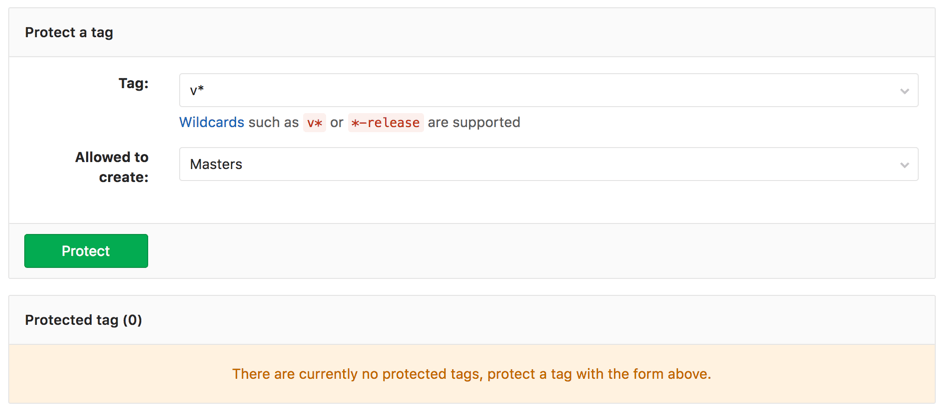 Protected tags page