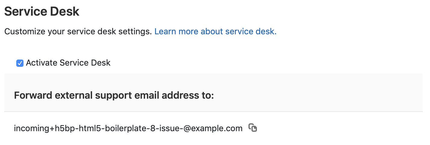 Service Desk enabled