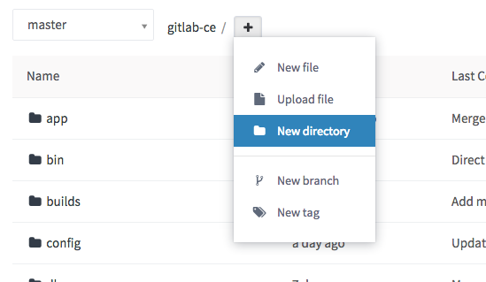 New directory dropdown