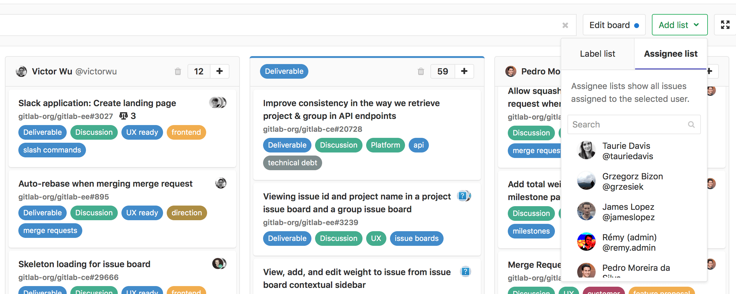 Assignee lists