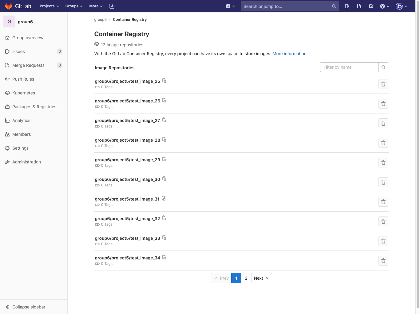 Container Registry group repositories