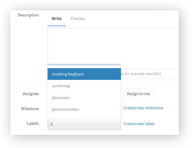 Assign label in new issue