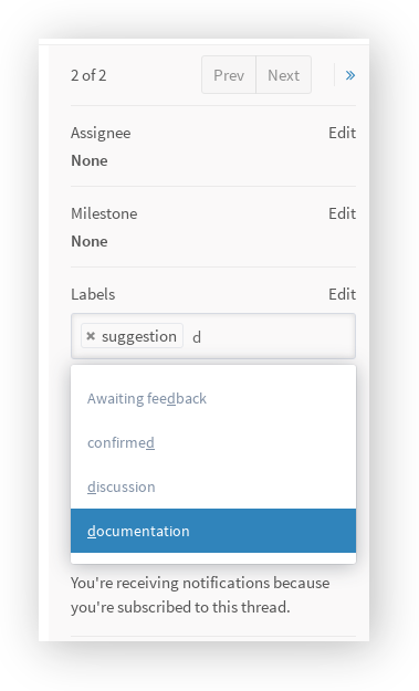 Assign label in sidebar