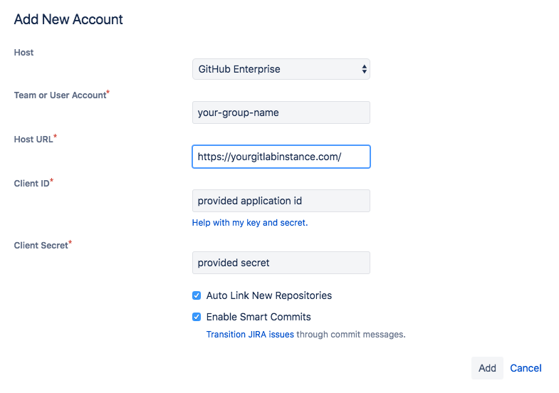 Creation of Jira DVCS integration