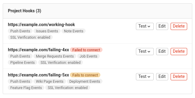 Badges on failing webhooks