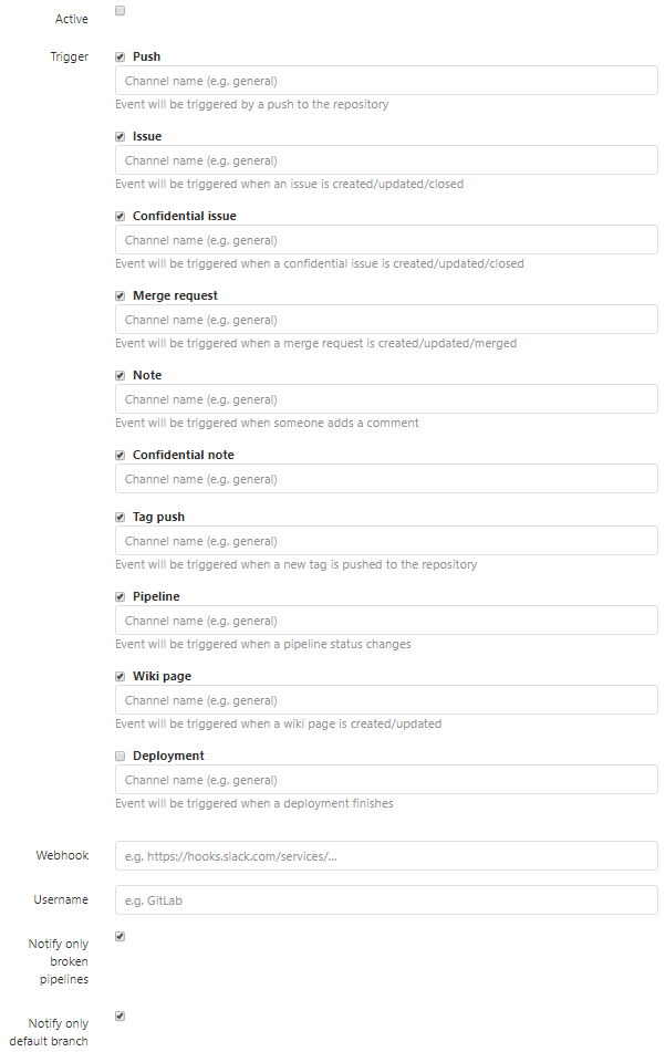 Slack configuration