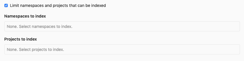 limit namespaces and projects options