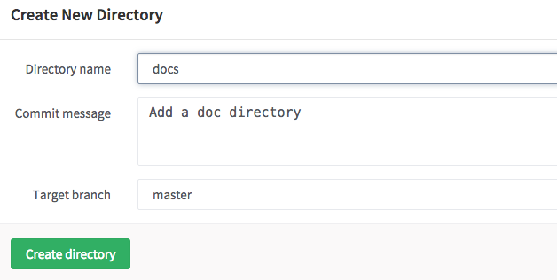 New directory dialog