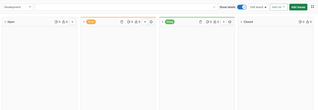 issue board default lists