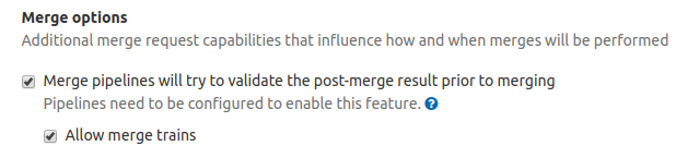 Merge request pipeline config