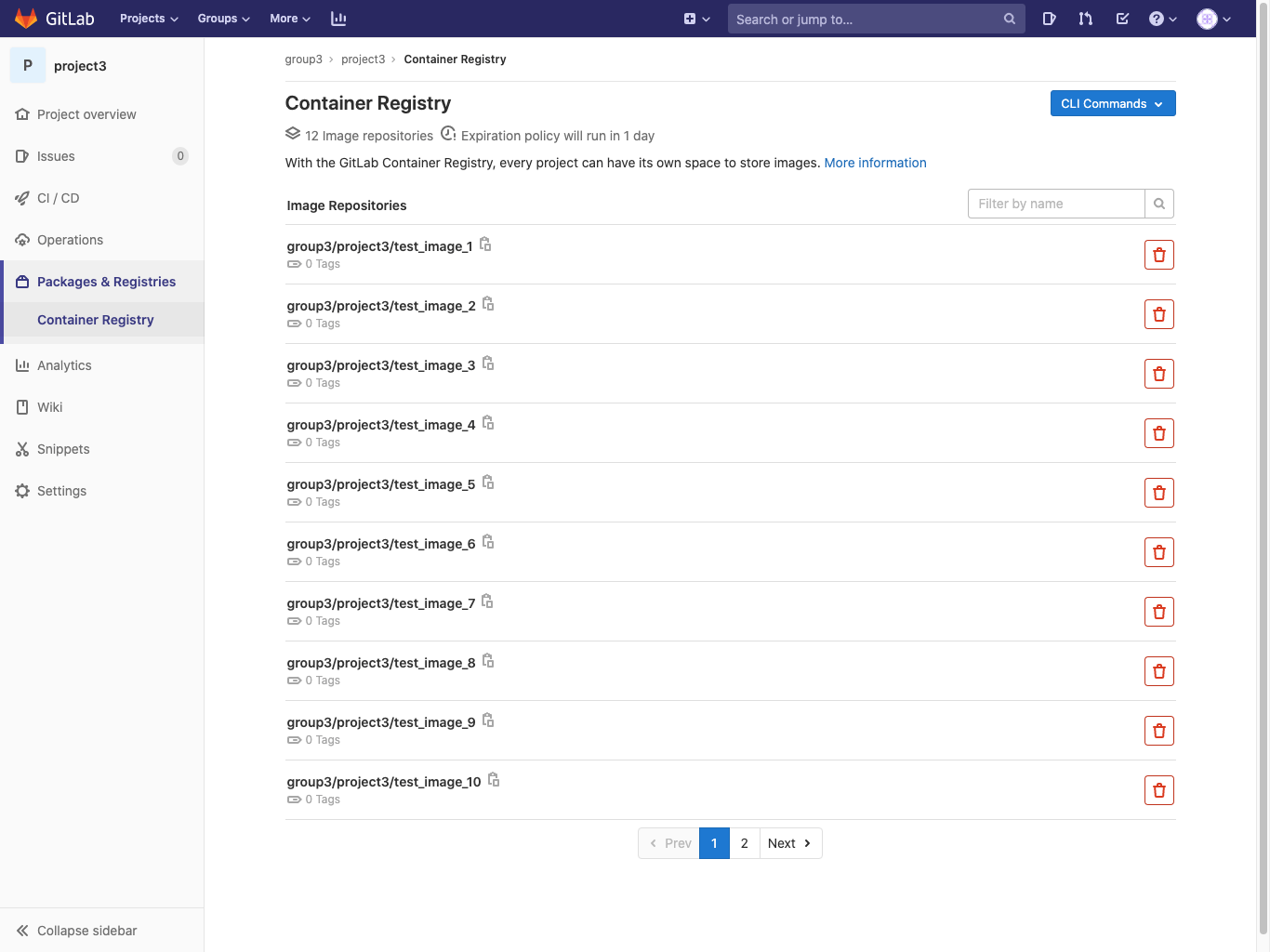 Container Registry repositories