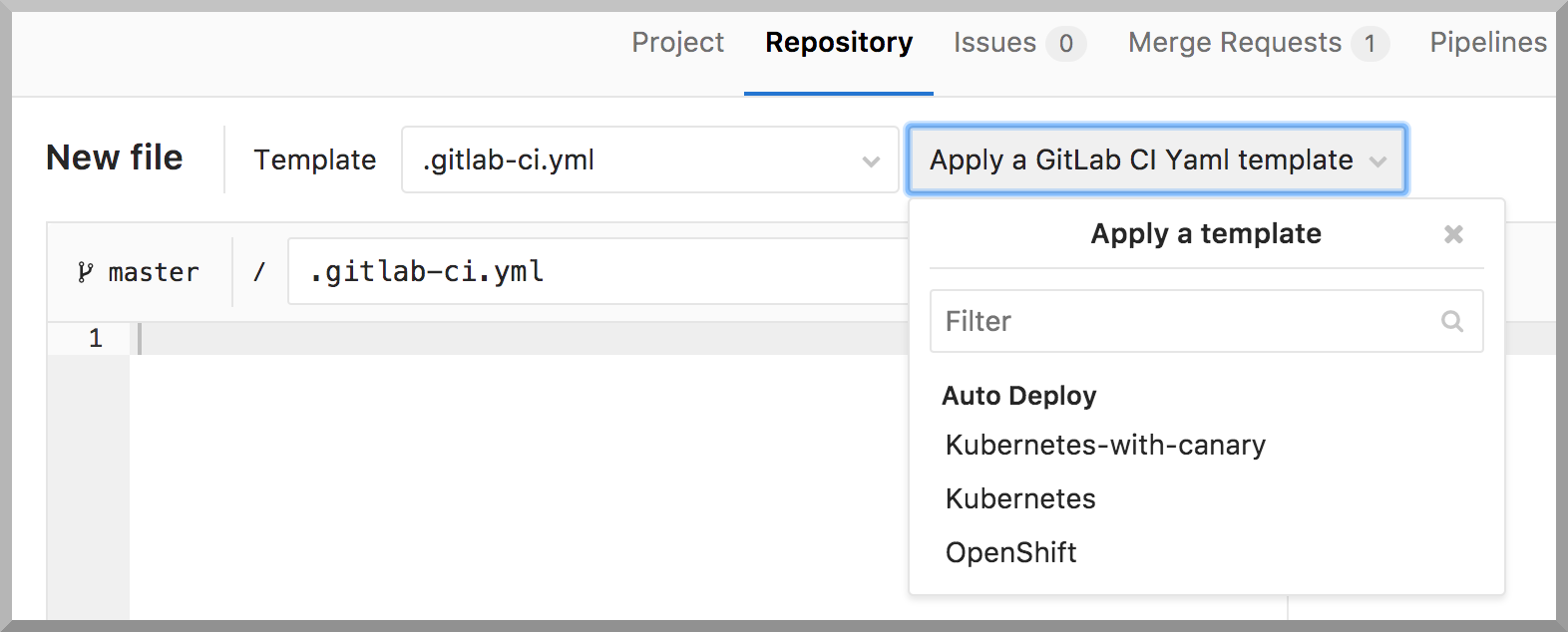 Dropdown with auto deploy templates