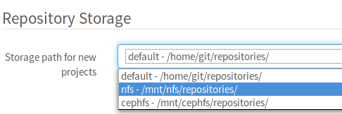 Choose repository storage path in Admin area