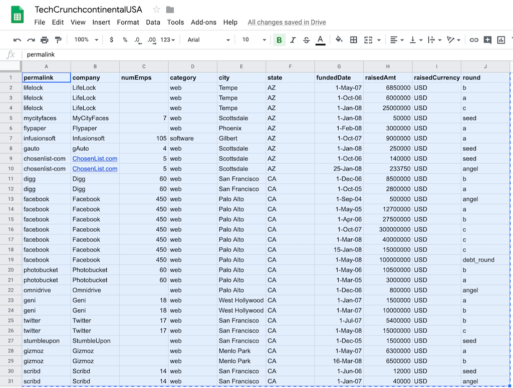 Copy from spreadsheet