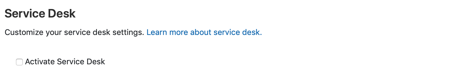 Activate Service Desk option