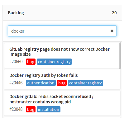 Issue Board search Backlog