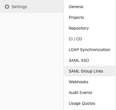 SAML Group Links navigation