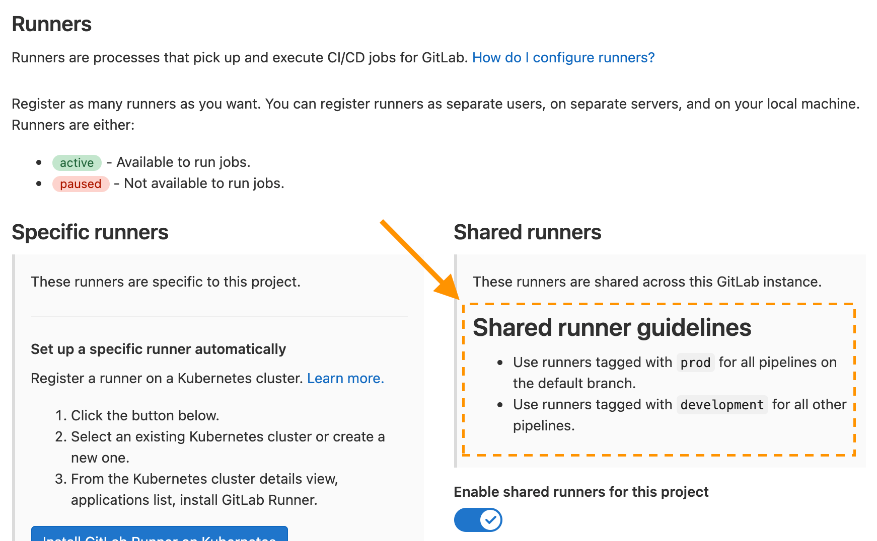 Shared runner details example