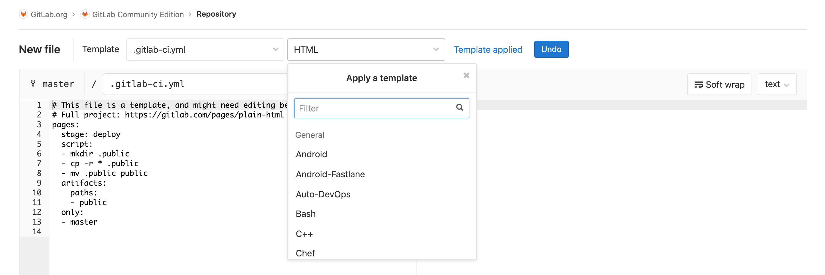 Use a YAML template