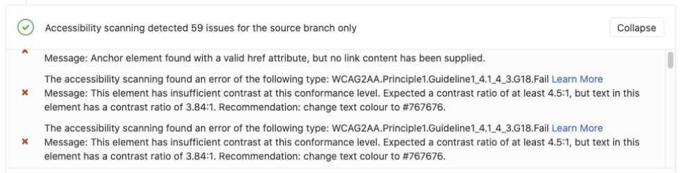 Accessibility merge request widget