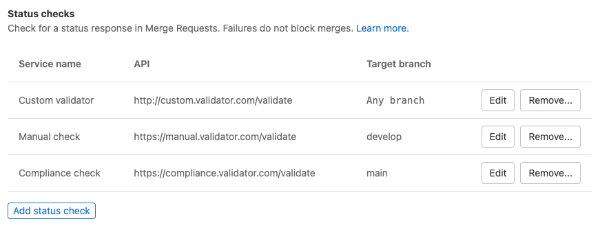 Status checks list