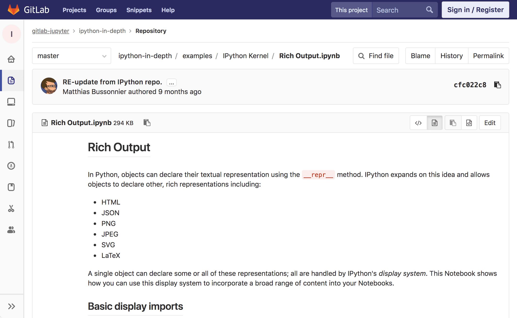 Jupyter Notebook Rich Output