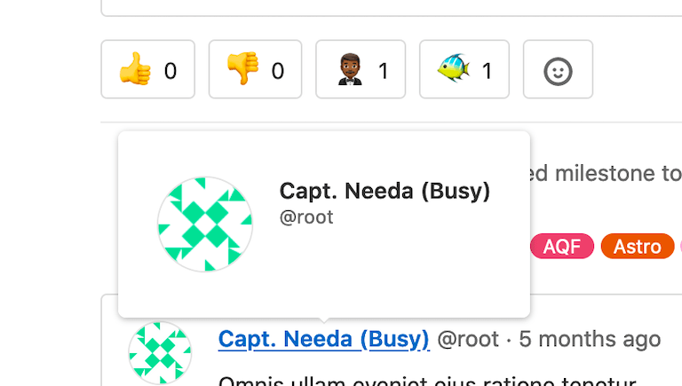 Busy status - user popovers