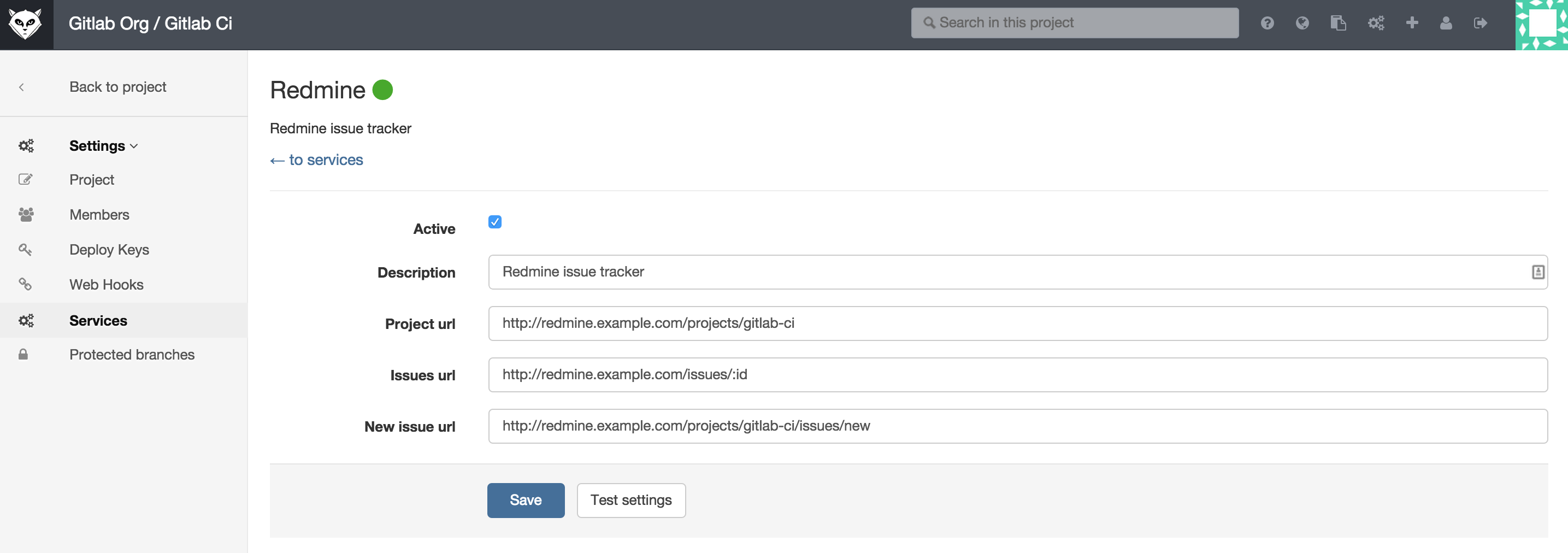 redmine configuration