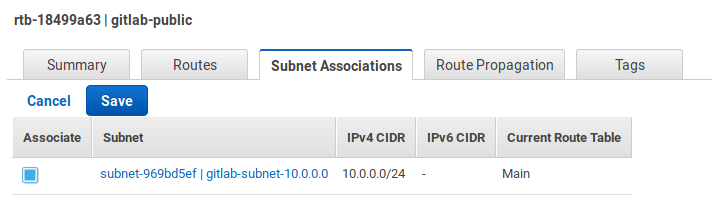 Associate subnet with gateway