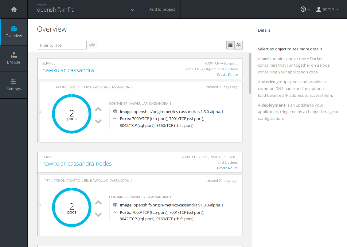 OpenShift web console