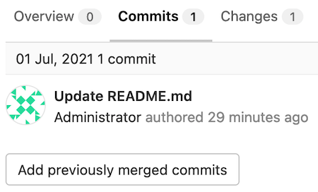 Add previously merged commits button