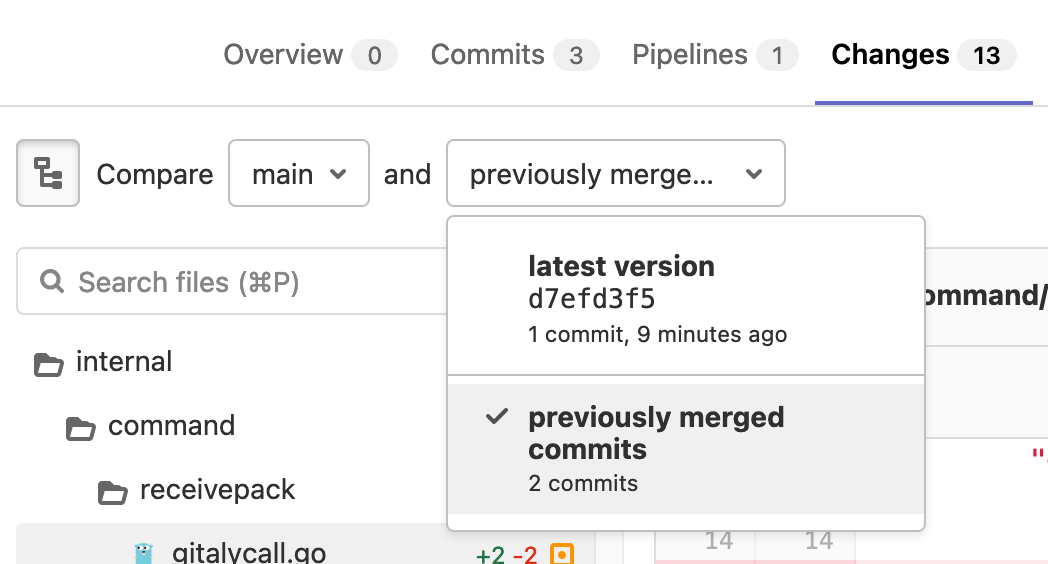 Previously merged commits