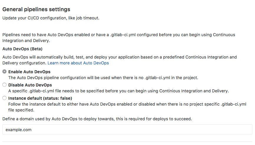 auto devops settings