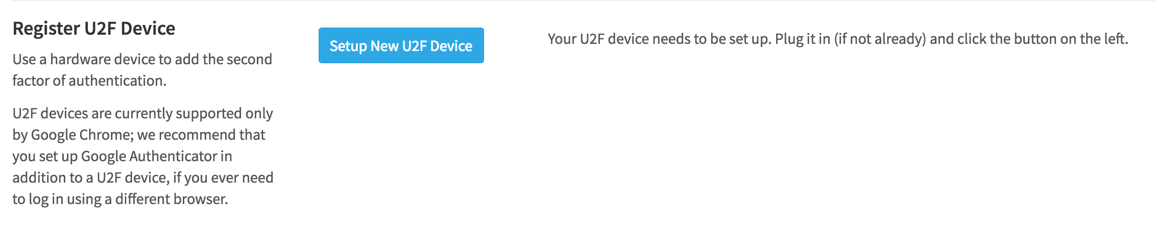 Two-Factor U2F Setup