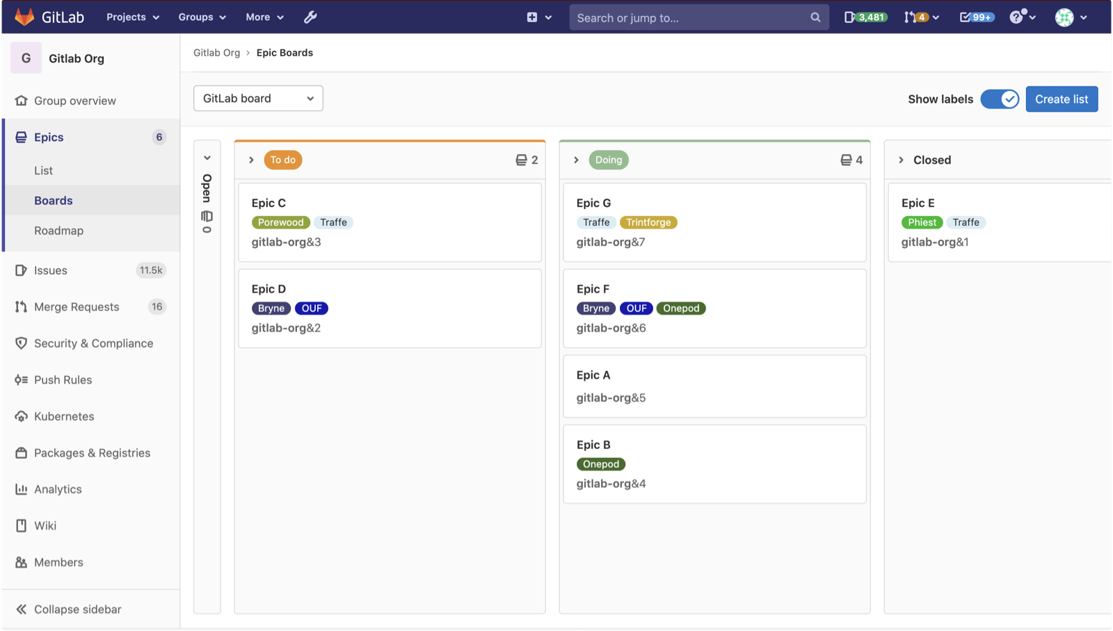 GitLab epic board - Ultimate