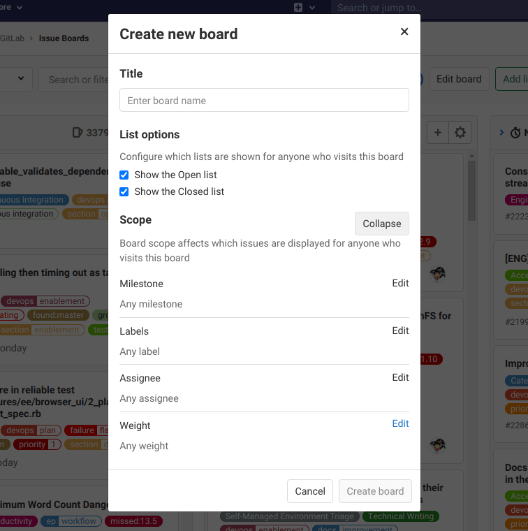 Create scoped board